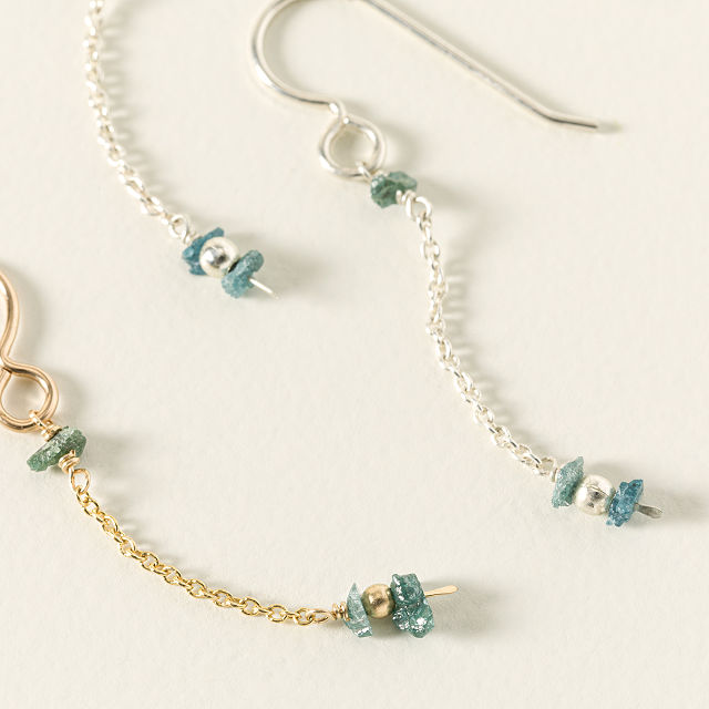 Delicate Raw Blue Diamond Earrings