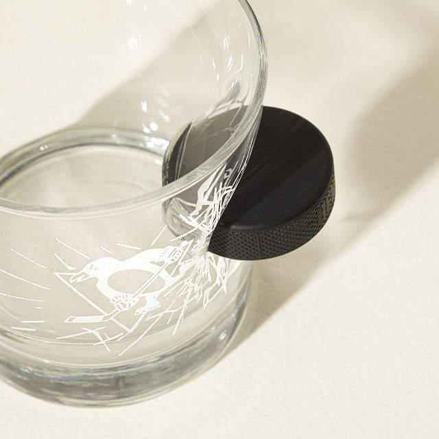 Off-The-Glass NHL Puck Rocks Glass