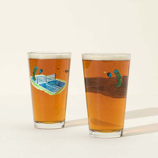 Pickles Playing Pickleball Pint Glass Set
