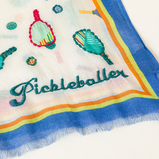 Pickleballer's Embroidered Scarf