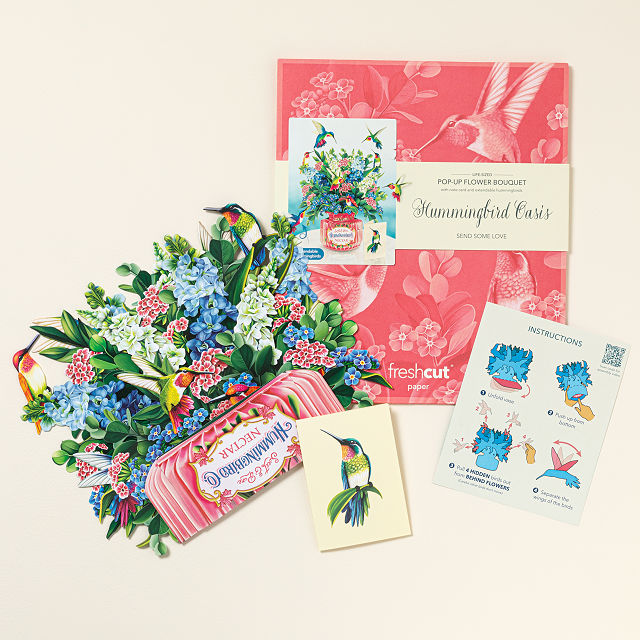 Hummingbird Oasis Pop Up Greeting Card