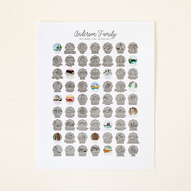 Personalized National Parks Scratch Off Poster