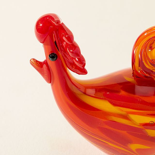 Handblown Glass Rooster Garden Sculpture
