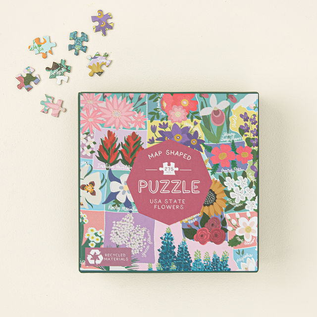 State Flower USA Map Puzzle