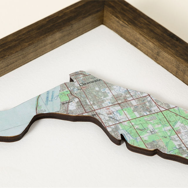 Personalized City & State Wood Map