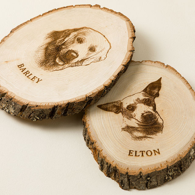 Personalized Pet Portrait Live Edge Wood Art