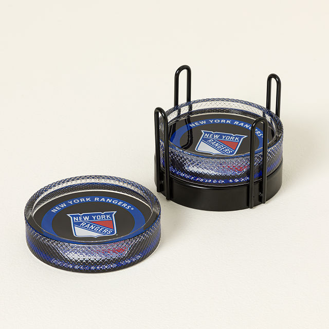 NHL Puck-Shaped Glass Coaster Set