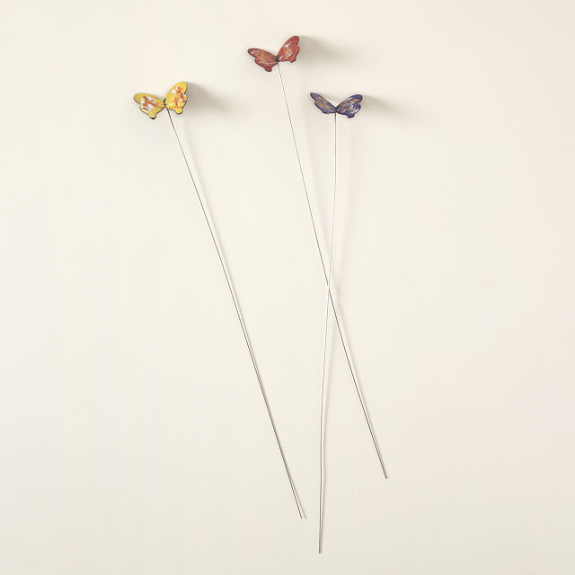Copper Enamel Butterfly Stake Set