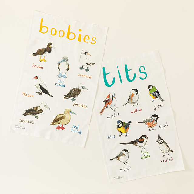 Fowl Language Tea Towel - Tits & Boobies