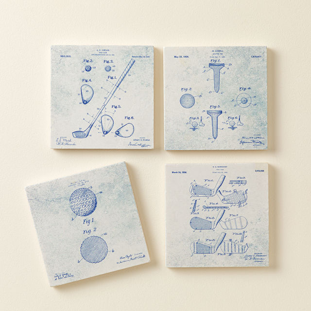 Golf Patent Coasters - Set of 4