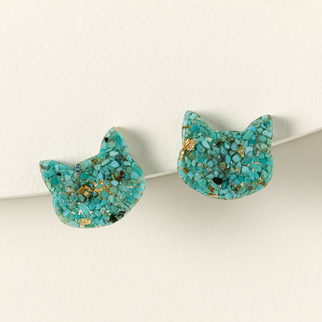 Turquoise Cat Studs