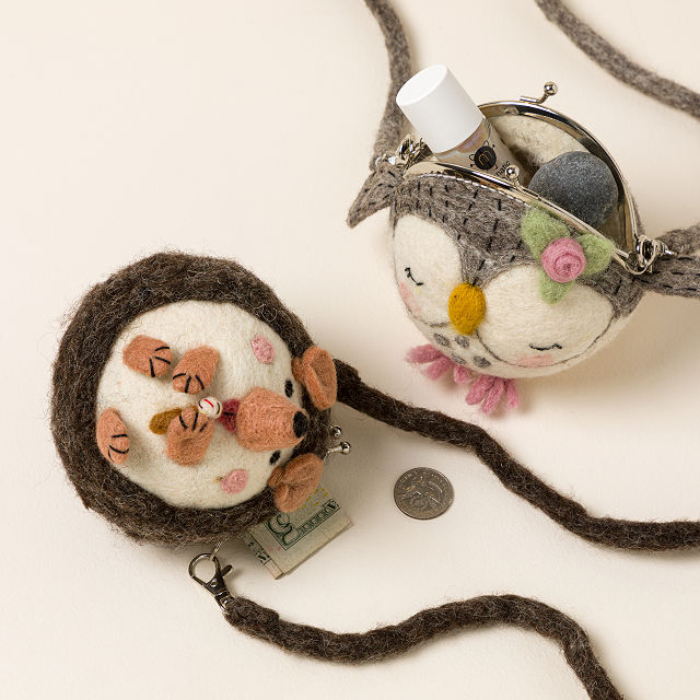 Kids Handmade Felted Animal Purse