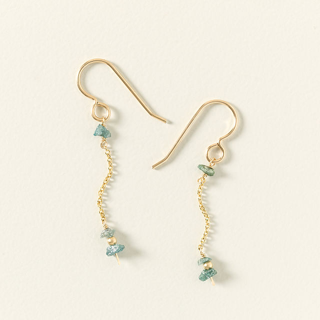 Delicate Raw Blue Diamond Earrings