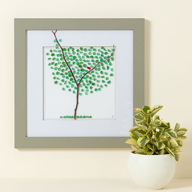 When Cardinals Appear Memorial Beach Glass Art