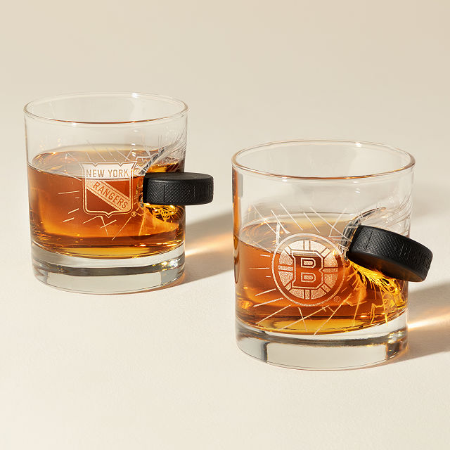 Off-The-Glass NHL Puck Rocks Glass