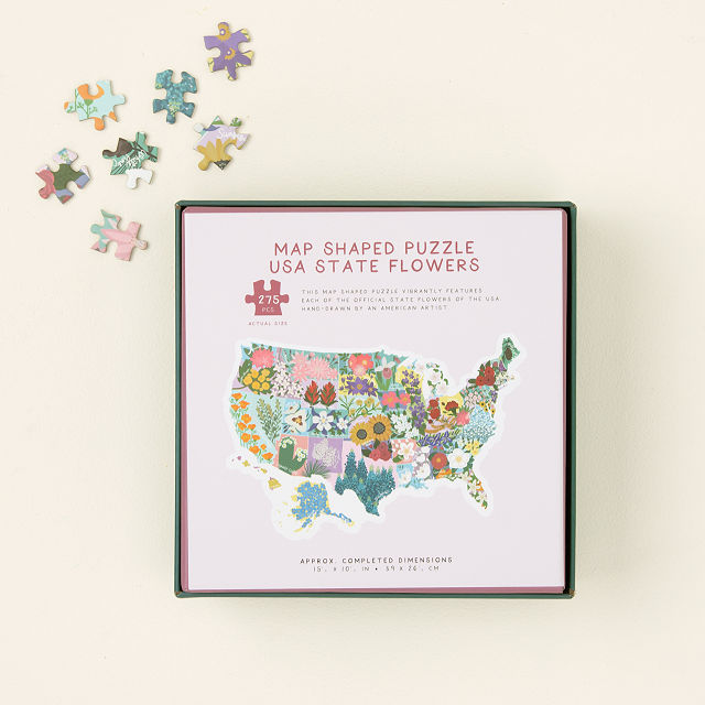 State Flower USA Map Puzzle
