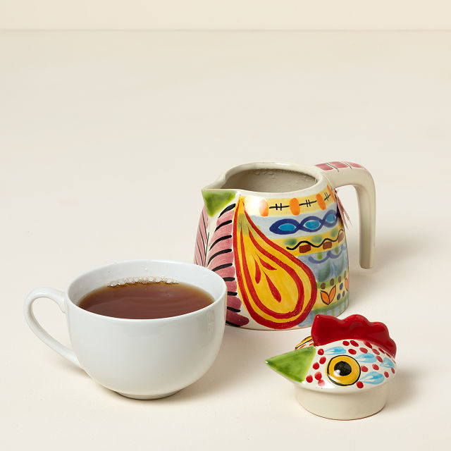 Majolica Rooster Tea Kettle
