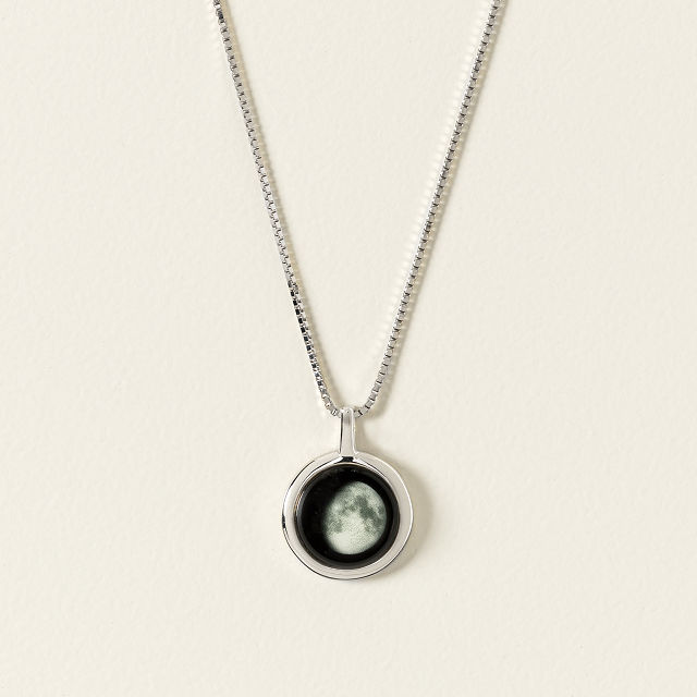Custom Sterling Silver Moon Phase Necklace