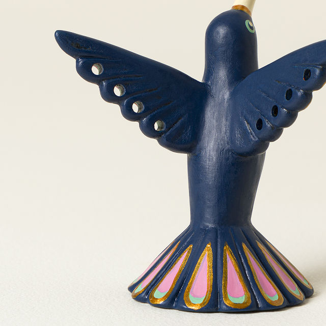 Hand Painted Ceramic Hummingbird Jewelry Holder