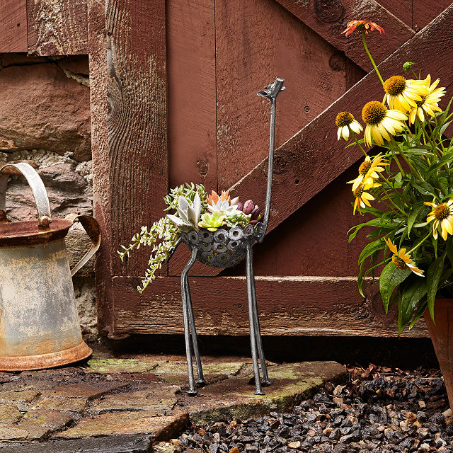 Recycled Metal Giraffe Planter