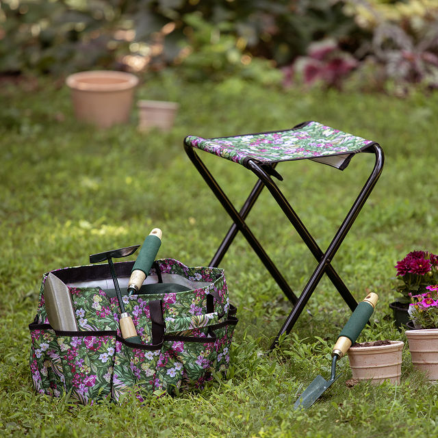 Blooming Floral Gardener's Tool Seat
