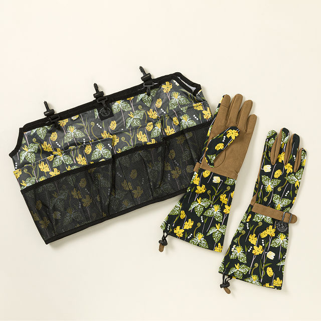 Floral Garden Bucket Caddy & Arm Saver Gloves