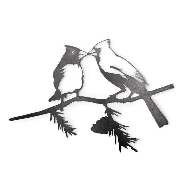 Kissing Cardinals Metal Sculpture