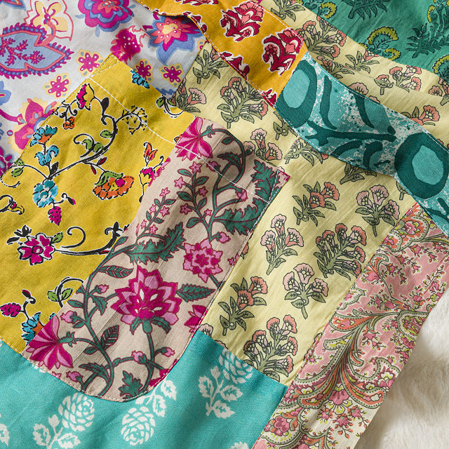 Repurposed Sari Fleece Lined Robe