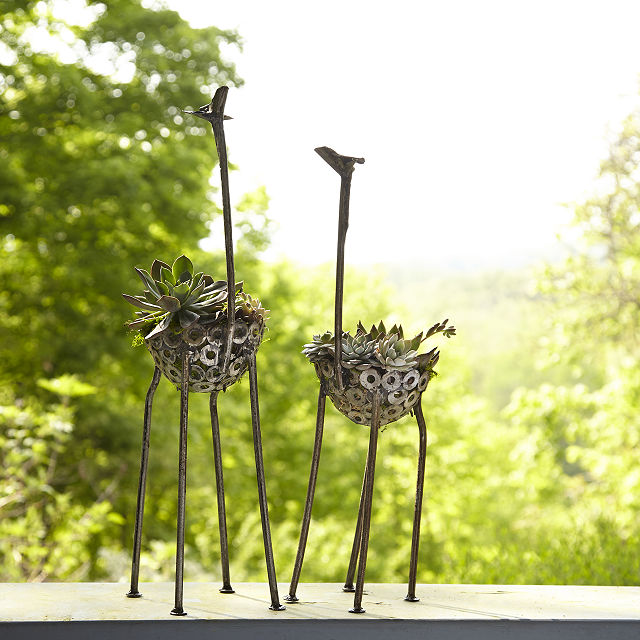 Recycled Metal Giraffe Planter