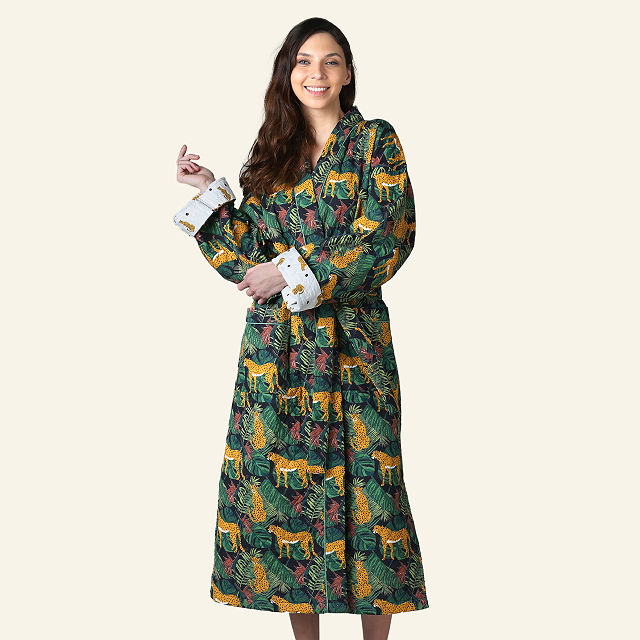 Jungle Print Cotton Quilted Robe