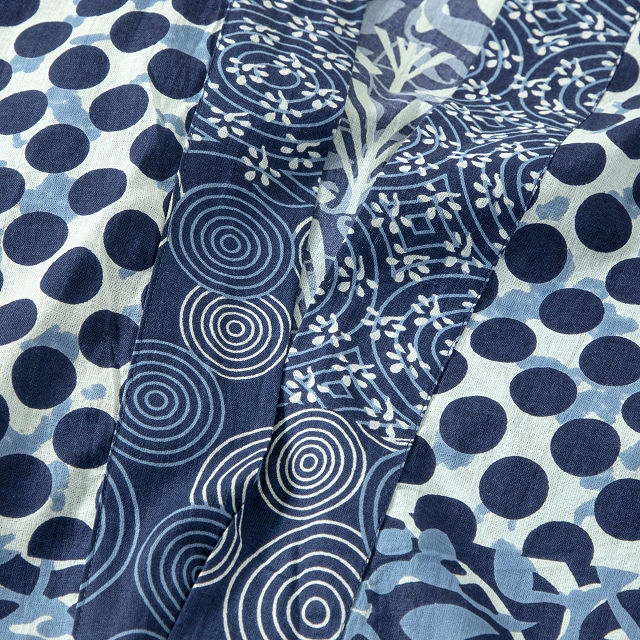 Patchwork Print Indigo Robe