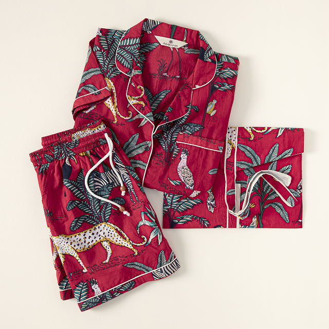 Jungle Print Pajama Short Sets