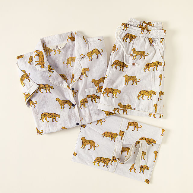 Jungle Print Pajama Short Sets