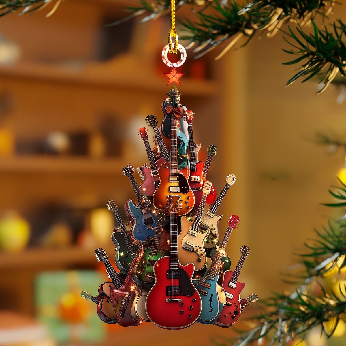 ๐ Rockin' Around The Guitar Christmas Tree Ornament โ Perfect Holiday Gift! ๐