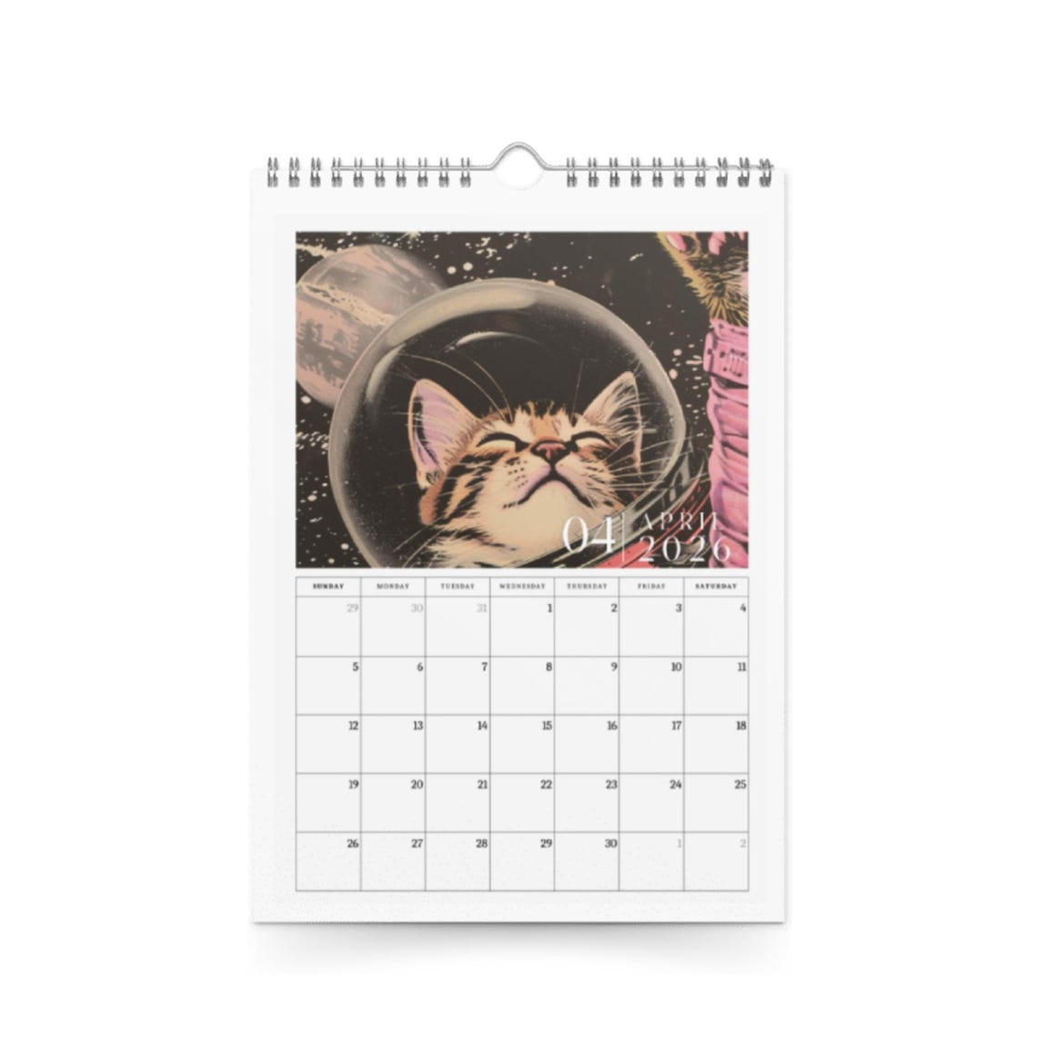 🌟 2026 Space Cat Calendar - Perfect Gift for Holidays & Special Occasions! 🎁
