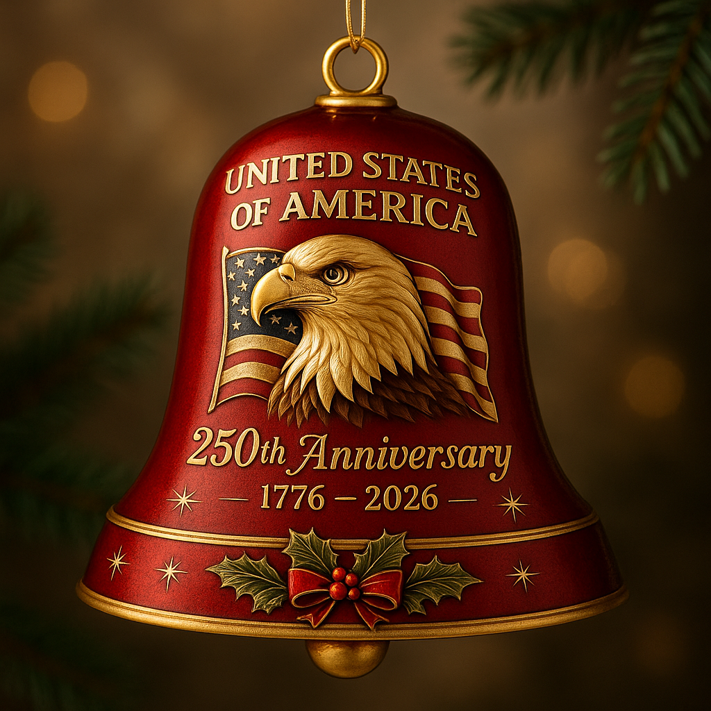 🎁🔔 250th Anniversary Patriotic Bell Ornament – Perfect Holiday & Special Occasion Gift