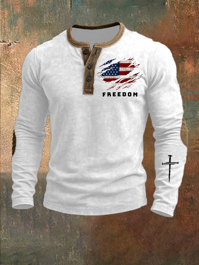 🎁 Men's Commemorative Print Henley Shirt - Perfect Holiday & Special Occasion Gift 👔