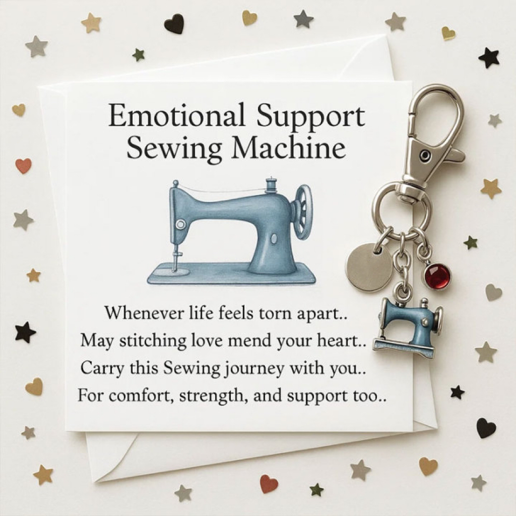 ๐๐ Thoughtful Emotional Support Sewing Machine Keychain โ Perfect Gift for Holidays & Special Occasions