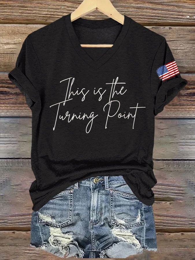 ๐โจ Retro 'This Is The Turning Point' V-Neck T-Shirt - Perfect Holiday & Special Occasion Gift!