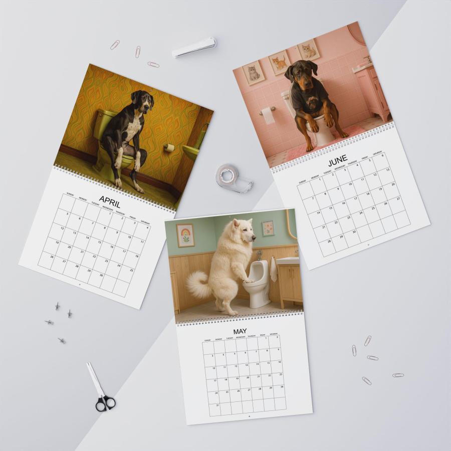 🎁🐶 Restroom Rascals: Dog Edition 2026 Wall Calendar - Perfect Gift for Holidays & Special Occasions!