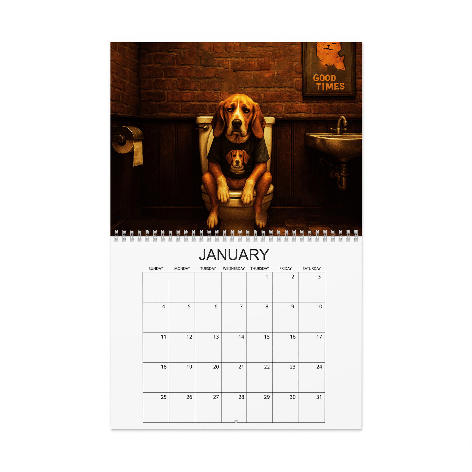 🎁🐶 Restroom Rascals: Dog Edition 2026 Wall Calendar - Perfect Gift for Holidays & Special Occasions!
