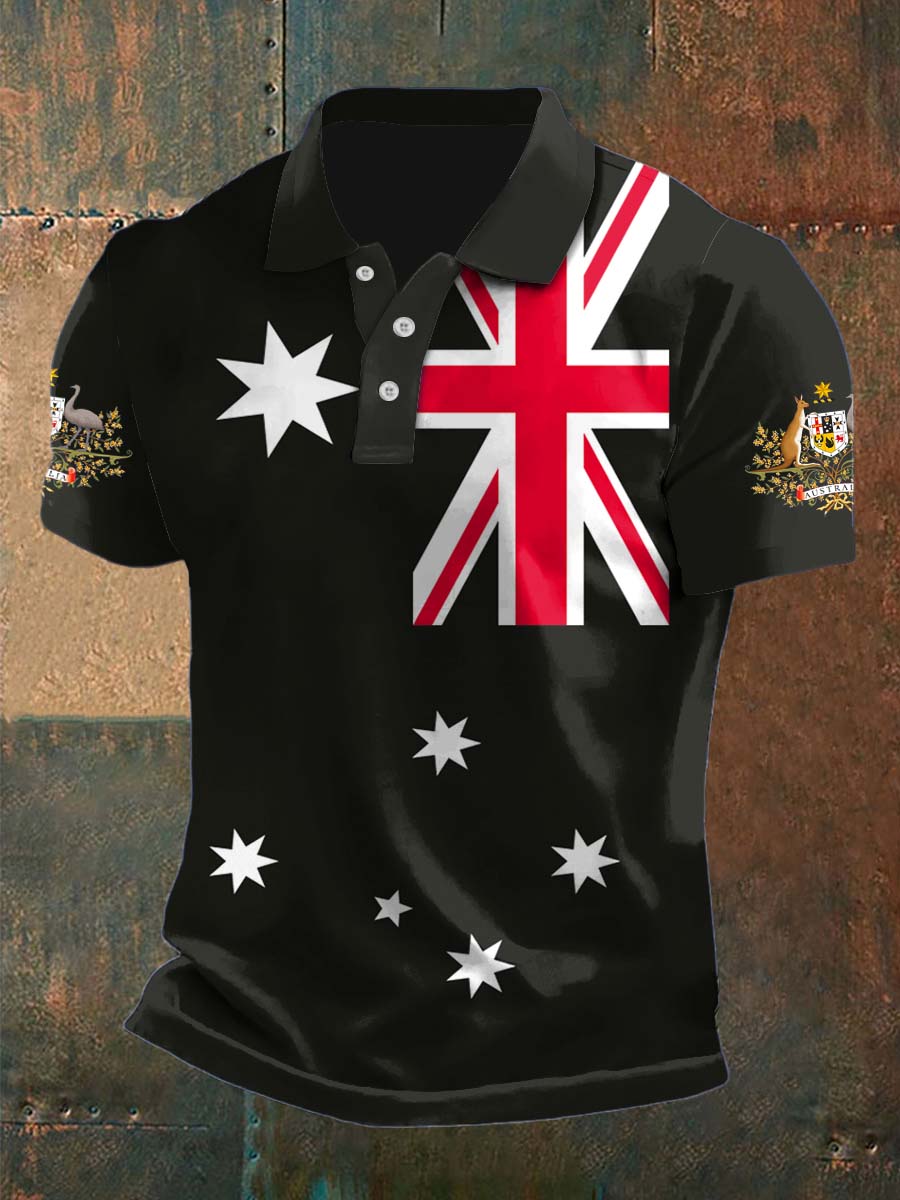 🎁 Vintage Australian Flag Crest Polo Shirt – Perfect Gift for Holidays & Special Occasions! 👕