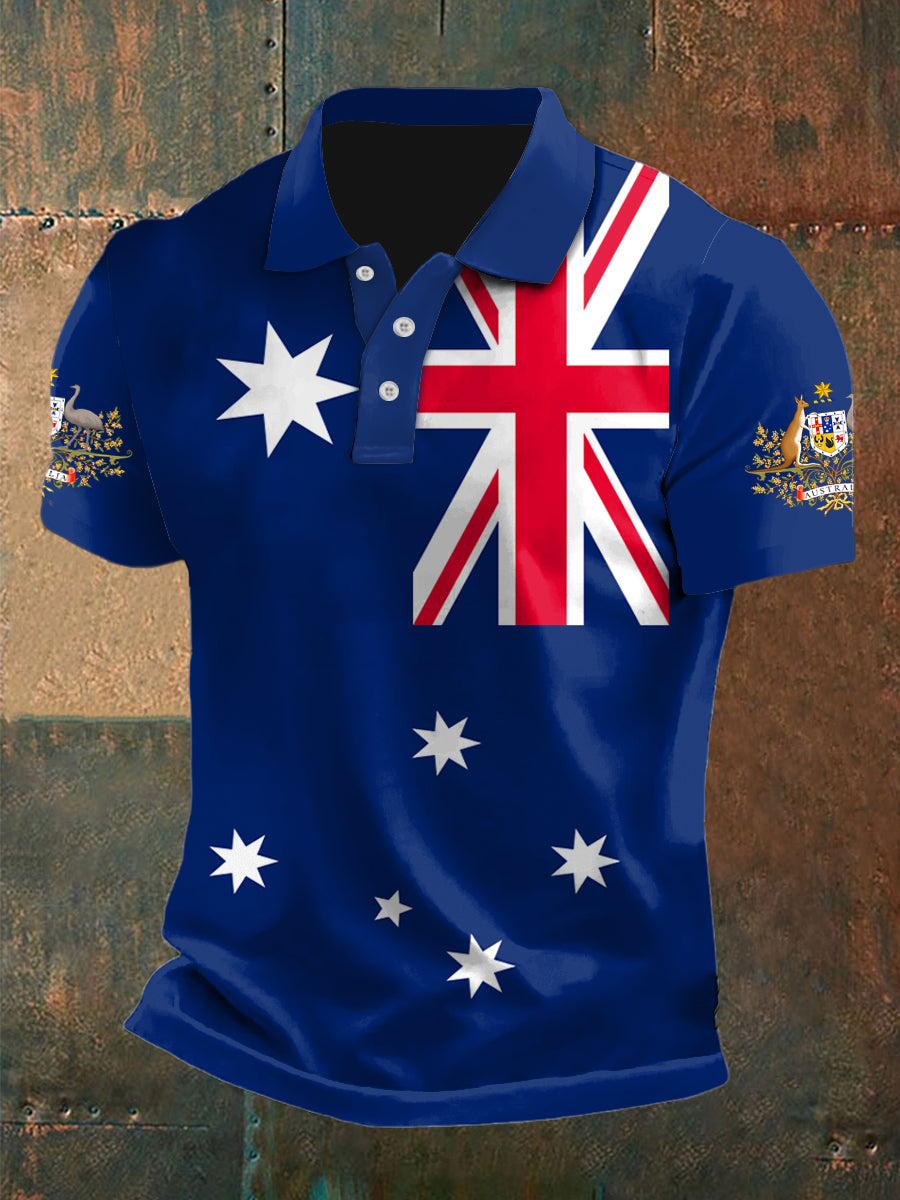 🎁 Vintage Australian Flag Crest Polo Shirt – Perfect Gift for Holidays & Special Occasions! 👕