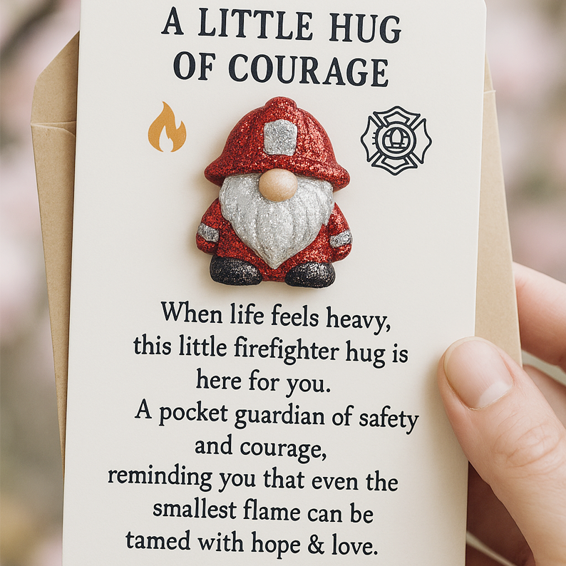 🎁🔥 A Little Hug of Courage – Thoughtful Firefighter Gift Pocket Guardian for Holidays & Special Occasions