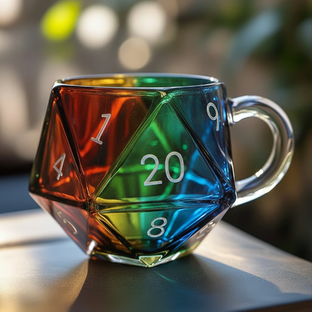 🎁🎲 Festive Dungeons & Dragons Rainbow D20 Dice Mug – Perfect Holiday & Special Occasion Gift