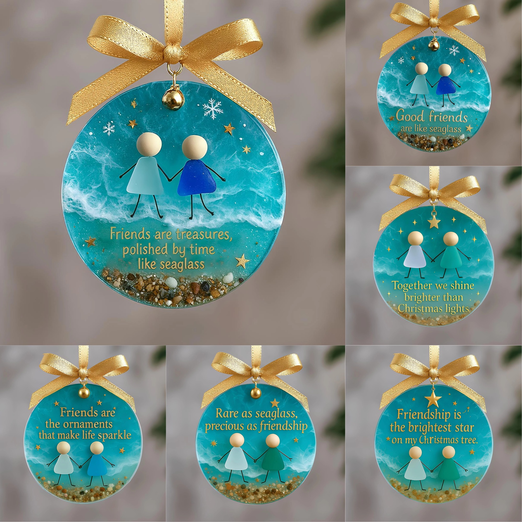 ✨Friendship Sea Glass Ornament – Perfect Holiday & Special Occasion Gift🎁