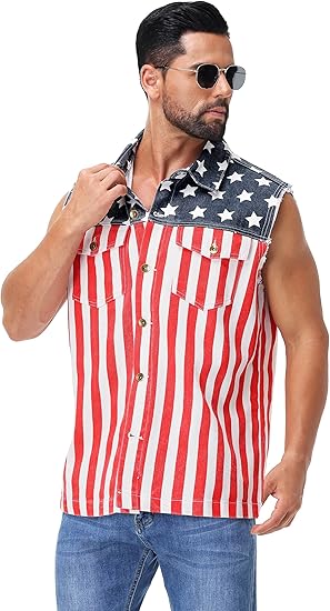 Patriotic American Flag Biker Vest 🎁🇺🇸 - Perfect Gift for Holidays & Special Occasions