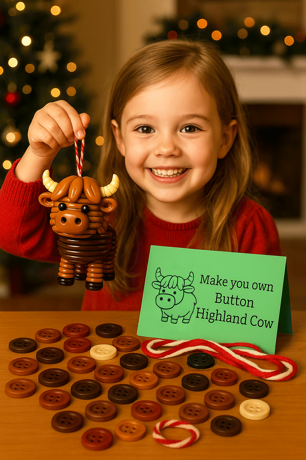 DIY Highland Cow Button Craft Kit 🎁🐮 - Perfect Gift for Holidays & Special Occasions!