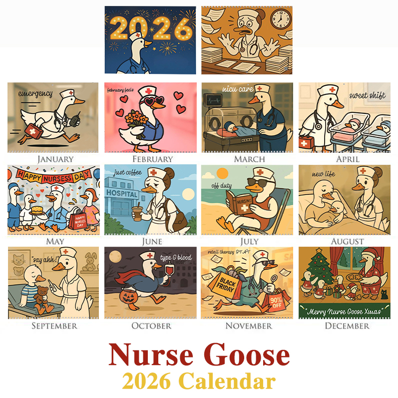 2026 Nurse Goose Calendar 🎁📅 – Perfect Holiday & Special Occasion Gift!