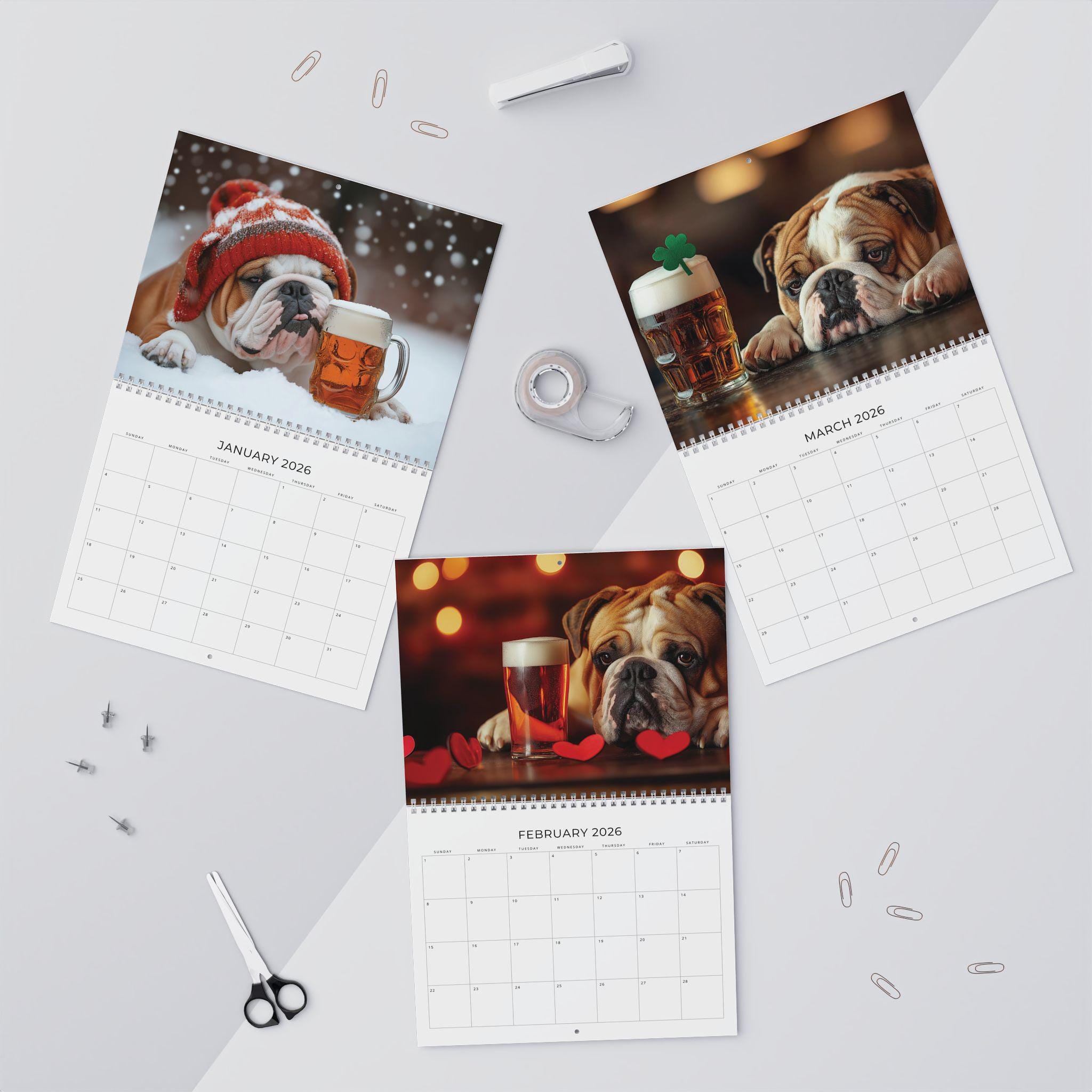 🐶🍺 Bull Dogs and Beer 2026 Calendar - Perfect Holiday & Birthday Gift! 🎁📅